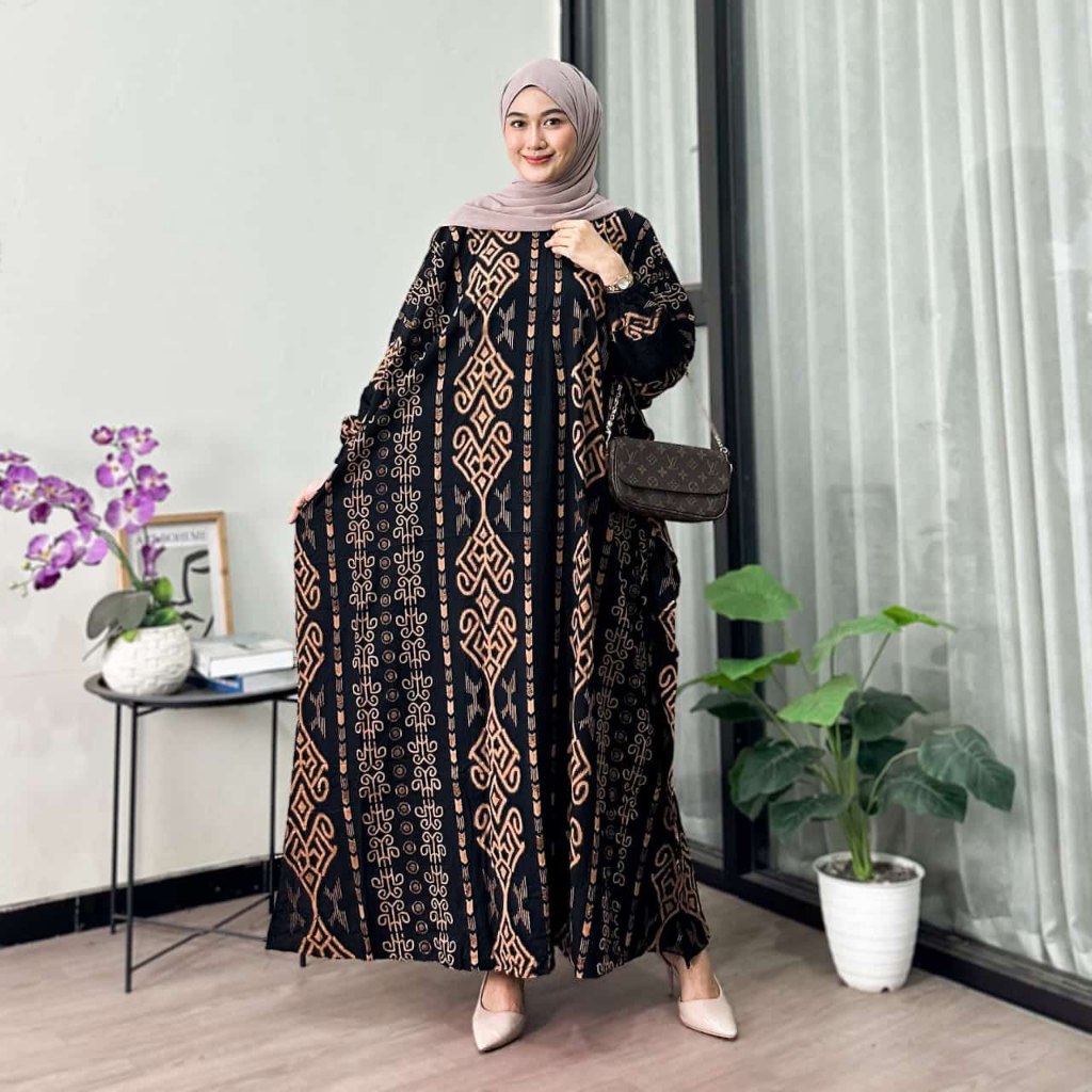 Kaftan Mahesa Jumbo/Gamis Motif Tenun terbaru Bahan Rayon Premium adem/Kaftan Mewah Batik Naura Coll