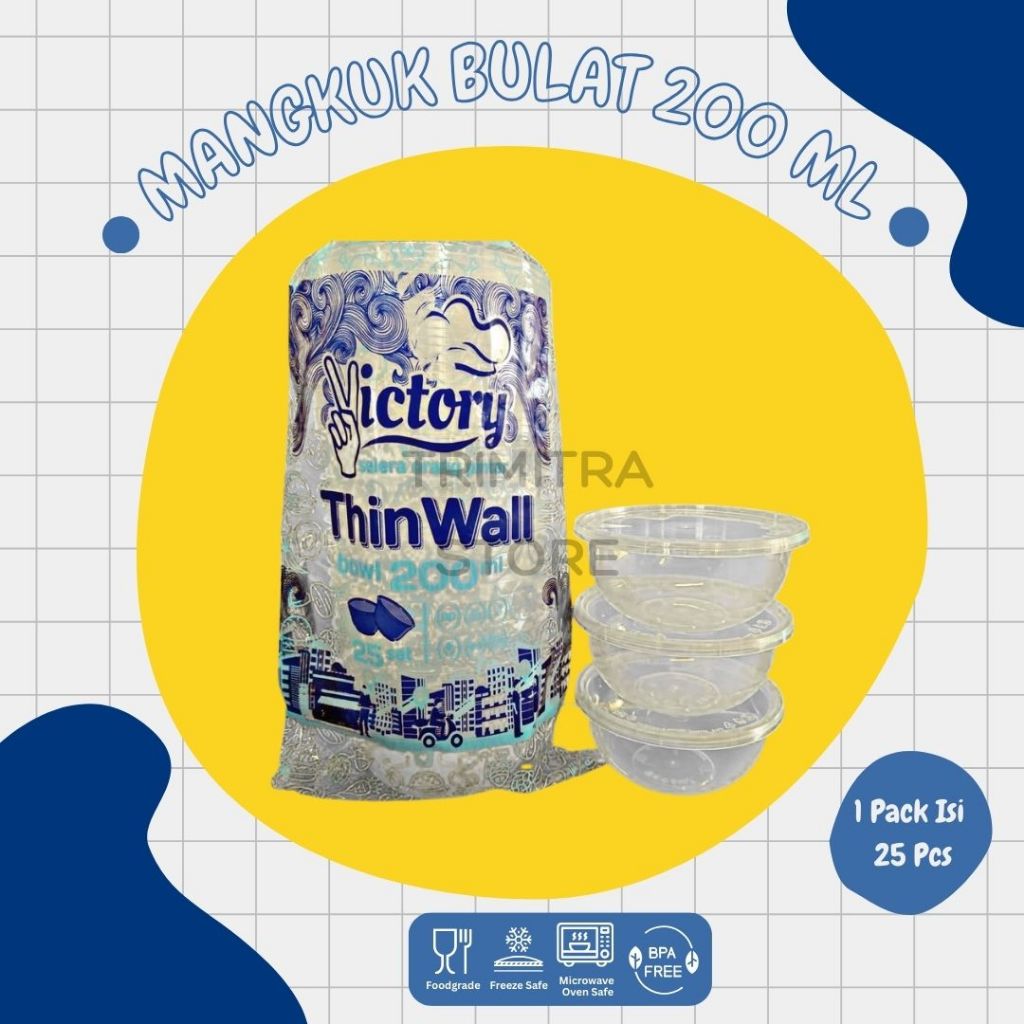 ( Isi 25 Pcs ) Thinwall Bowl 200 ml Mangkuk Bulat Plastik Untuk Salad Buah Puding Catering