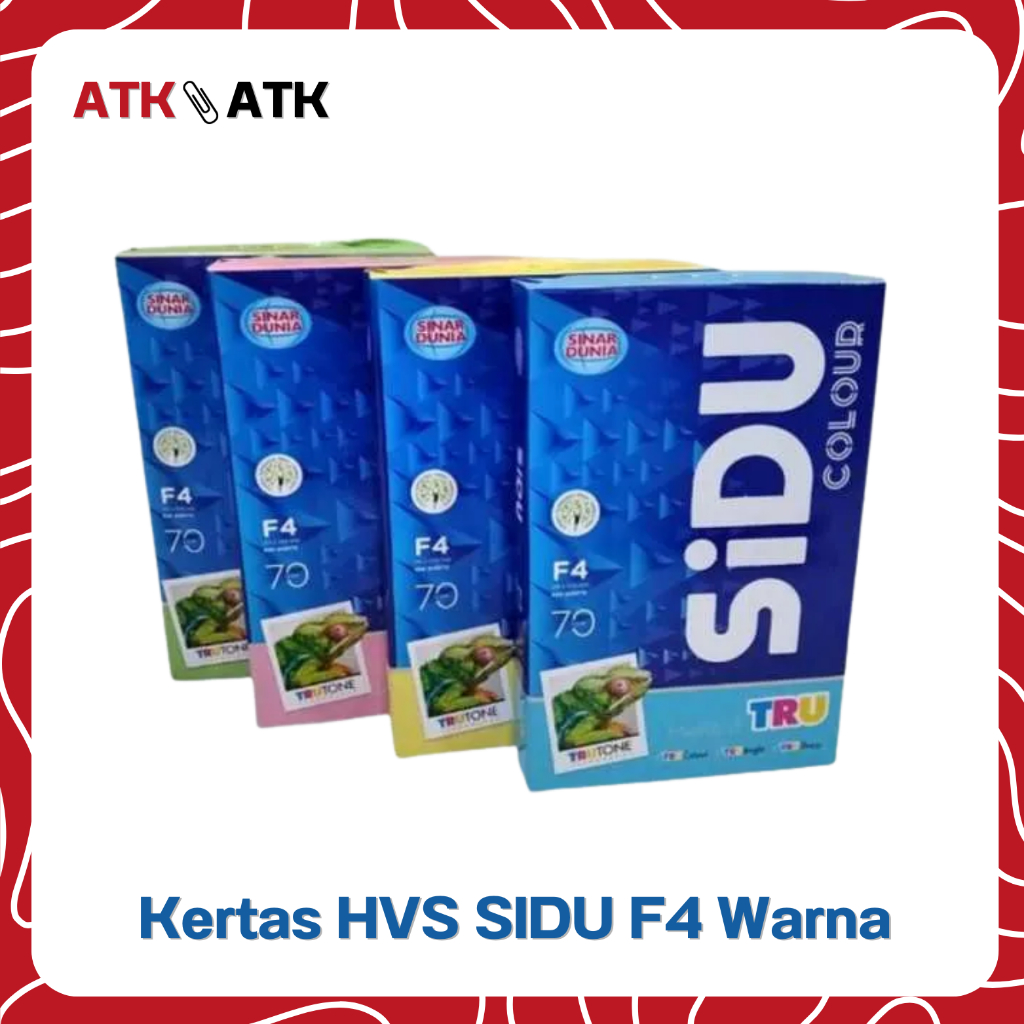 [RIM] KERTAS PRINTER / KERTAS HVS SIDU F4 70gsm WARNA 1 Rim isi 500 Lembar