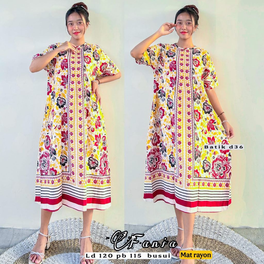 Baju Daster Wanita | Bahan Rayon Premium [Baju Daster Batik] lengan pendek - Fania Batik