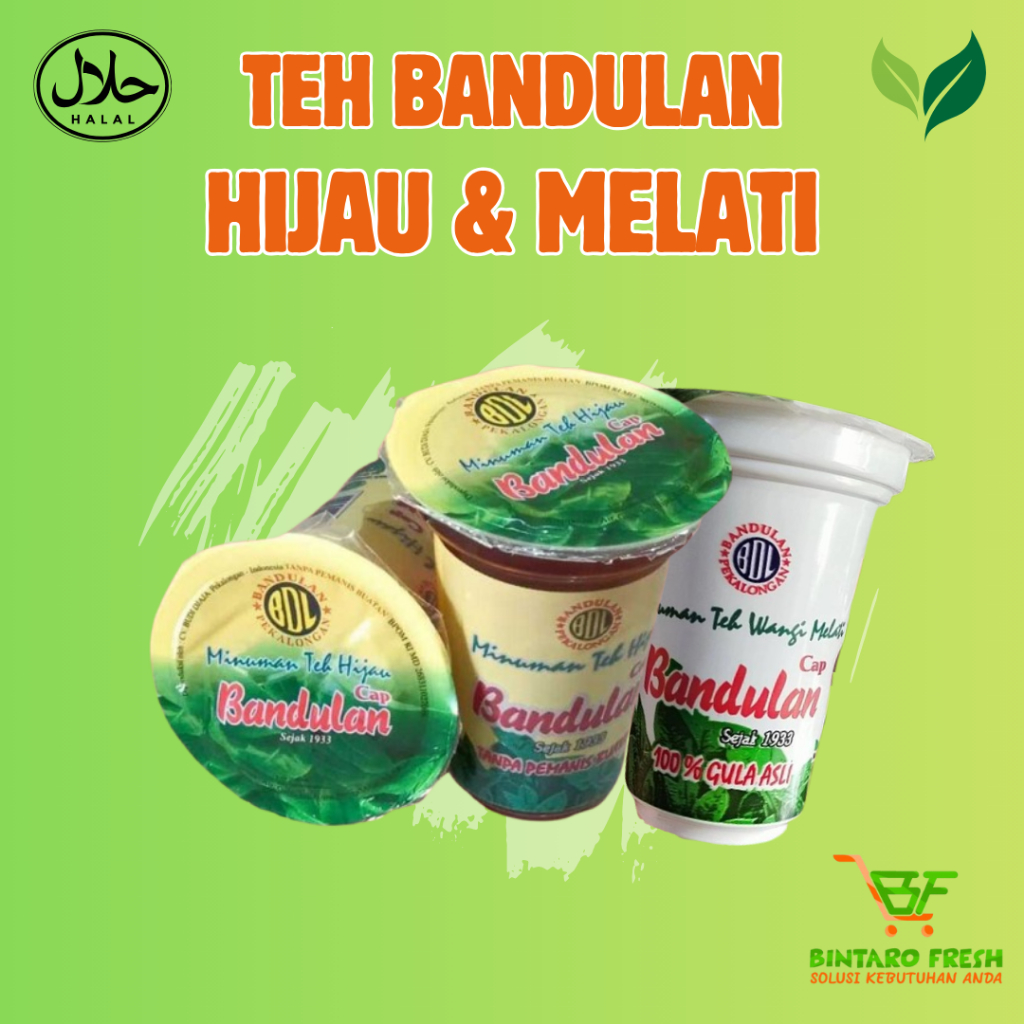 Teh bandulan melati dan hijau 160 ml isi 24 cup/ Teh bandulan dus  rasa melati dan hjiau