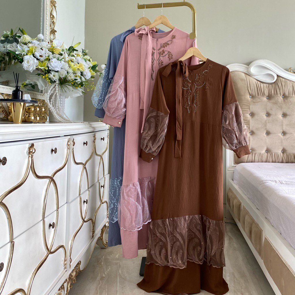 DRESS KONDANGAN LENGAN BALON | DRESS KEKINIAN