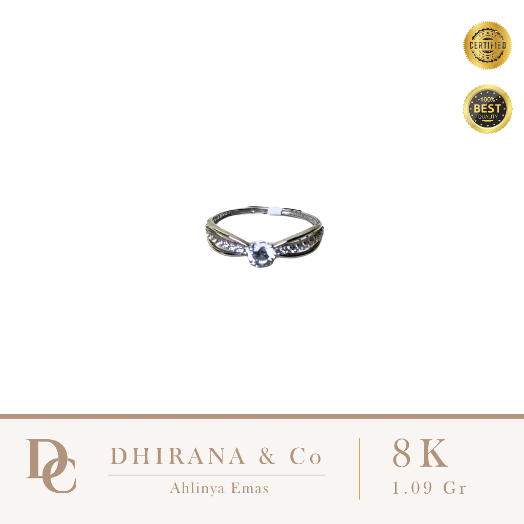 Cincin Emas Putih Model Elegan 1.09 Gram