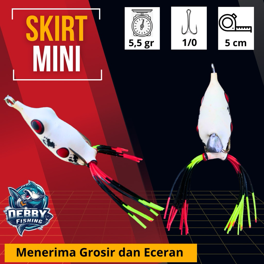 Soft frog spesialis kocolan skirt mini / kecil 3,5cm - 4cm, 4gram hook vmc 1/0 lure umpan tiruan man