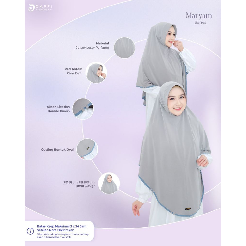 Hijab Daffi Maryam Series hijab instan jumbo jilbab jumbo ORI Daffi