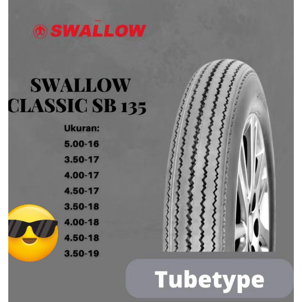 BAN MOTOR SWALLOW CLASSIC SB 135 UKURAN 3.50-17 , 4.00-17 , 4.50-17 & 5.00-16 TUBETYPE
