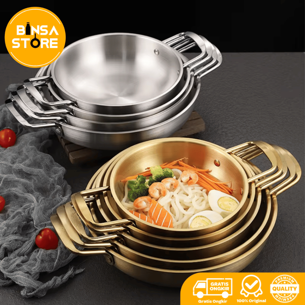 Panci Masak Mie Ala Korea Stainless Ramen Pot Korea Mini Panci Tebal Mie Instan Warna Emas - 216