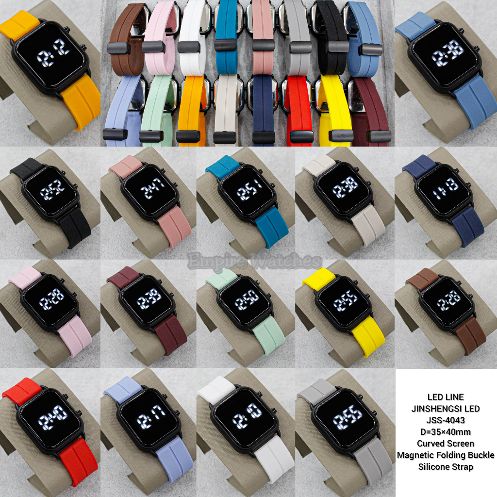 Jam Tangan LED Watch JSS4043 Digital Pria Wanita Cowok Cewek Strap Silicone Magnetic Folding Buckle