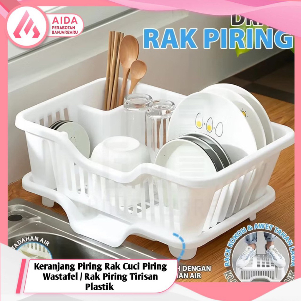 Keranjang Piring Rak Cuci Piring Wastafel / Rak Piring Tirisan Plastik / Rak Pengering Piring Tirisa