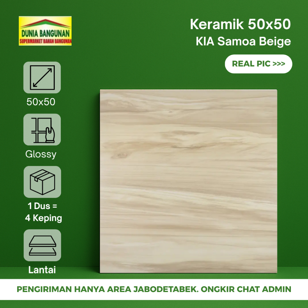 Keramik 50x50 Motif Urat Kayu KIA Samoa Beige Doff Keramik Lantai Kayu