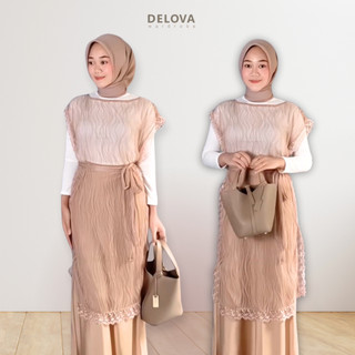 Delova Wardrobe - SELENA OUTER Casual Modern Cantik Premium Outfit Atasan Wanita Outer Rompi Tali Renda Luaran Baju Pakaian Tulle Tile Lace cantily Viral Lebaran Raya Kebaya Kondangan Wisuda Kekinian Simple Elegan Vest