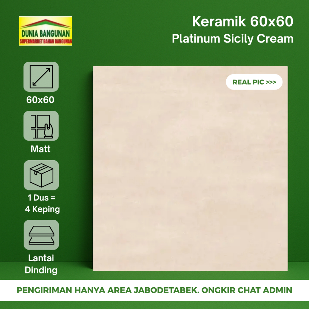 Keramik 60x60 Lantai Platinum Sicily Cream Keramik Lantai Keset/Matt