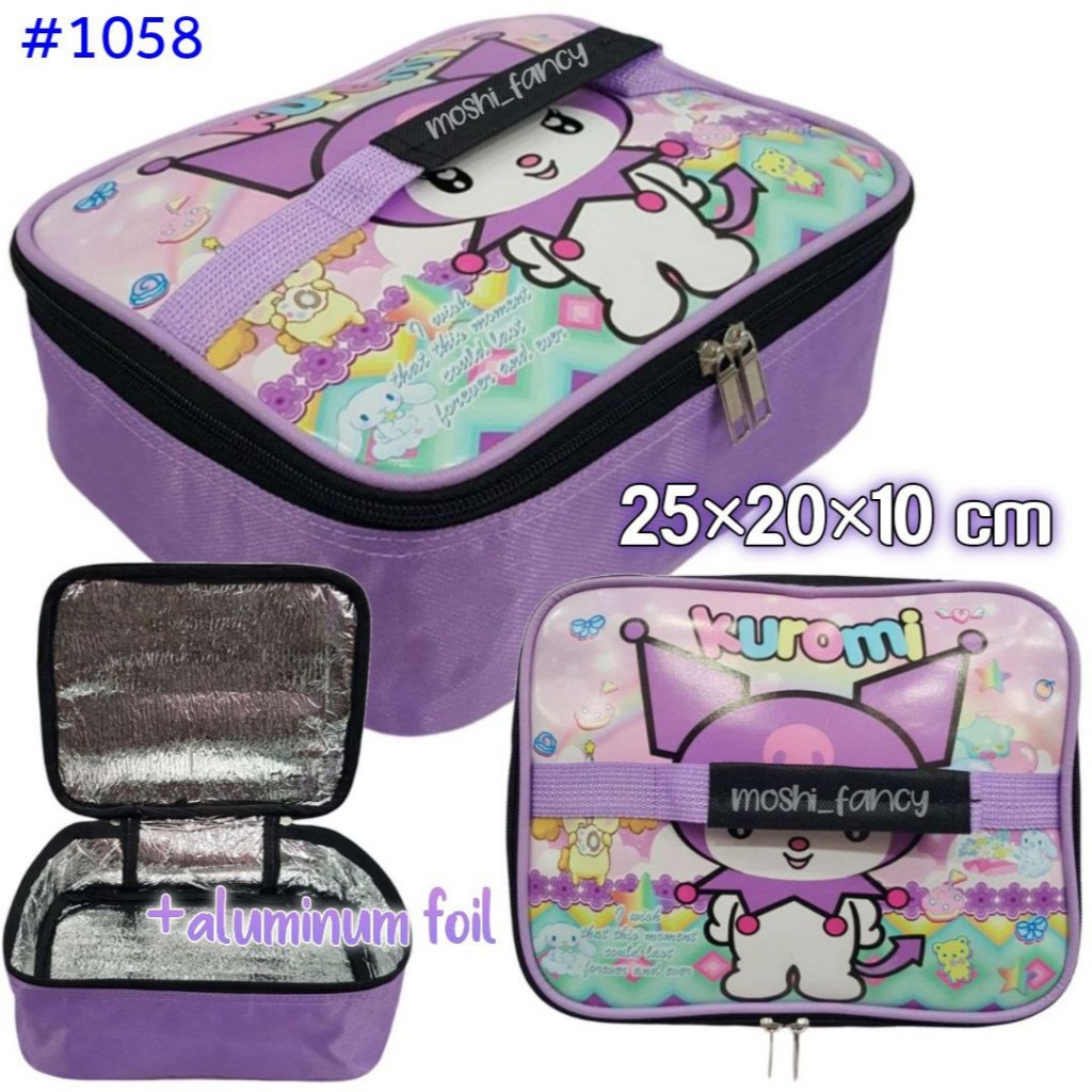 Tas Bekal Anak Kuromi / Tas Makan Anak Sanrio / Lunch Bag Tas Bekal Anak Perempuan / Tas Makan Kotak