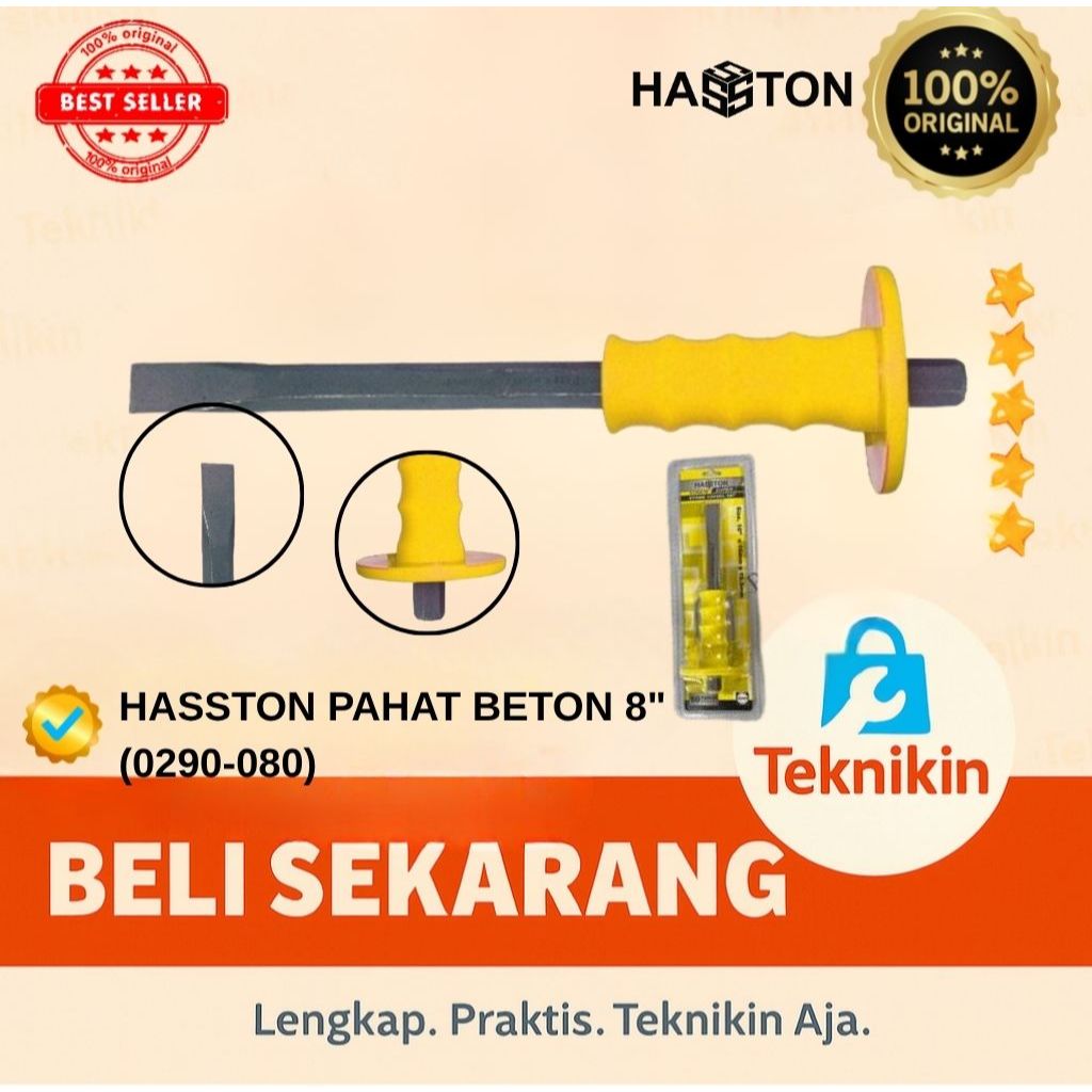 Hasston Betel Besi 8" / Betel Topi Pegngan Karet PVC (0290-080)/ PAHAT TOPI