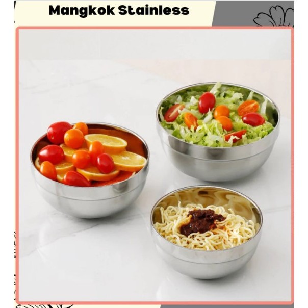 Mangkok Korea Stainless Steel Tebal Mangkok Dua Lapis Anti Panas  wjie