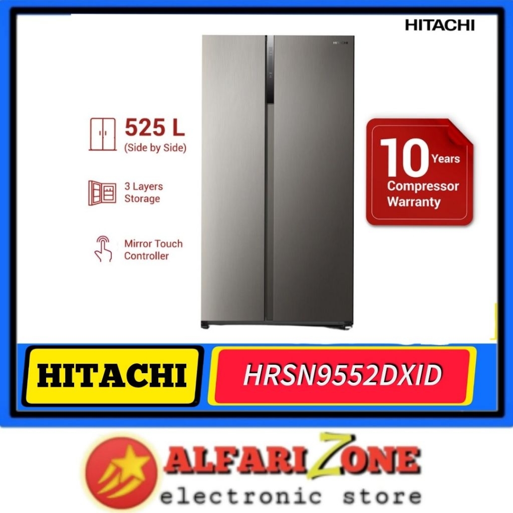 Hitachi HRSN9552DXID Kulkas Side by side Hitachi 525 Liter Inverter Hitachi HRSN9552 DXID