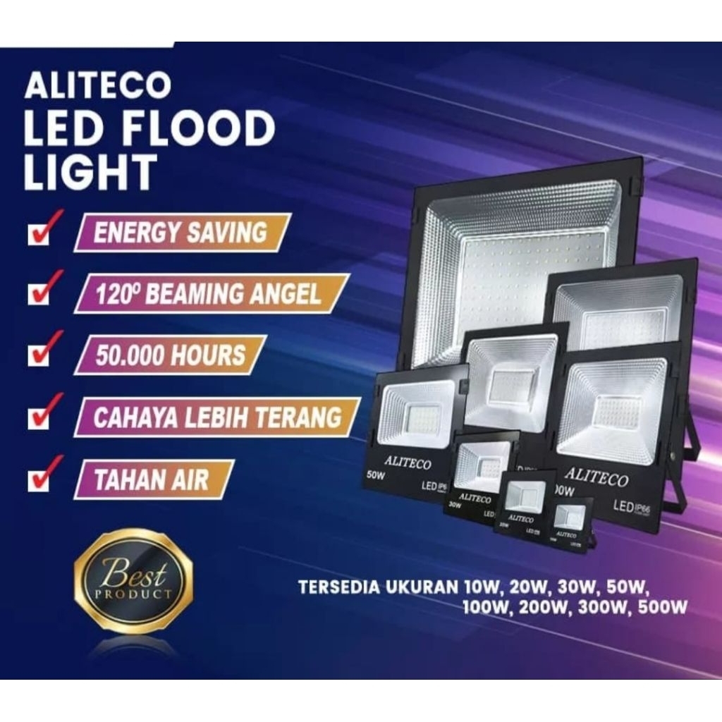 ALITECO LAMPU LED SOROT 100 WATT IP66 WATERPROOF/ LED FLOODLIGHT 100 WATT