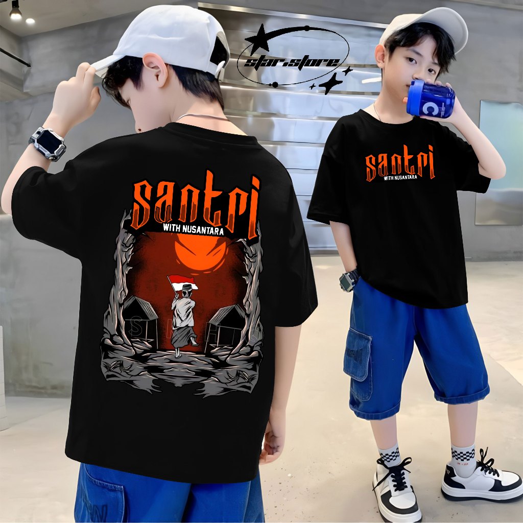 KAOS DAKWAH ANAK LAKI LAKI USIA 3-15 TAHUN BAHAN COTTON COMBED 30S PREMIUM KAOS ANAK SANTRI"