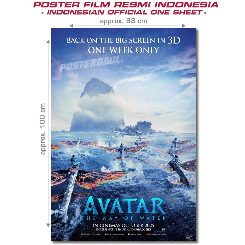 Poster Bioskop AVATAR : THE WAY OF WATER (R'25) - original Indonesian one sheet, size 68x100cm