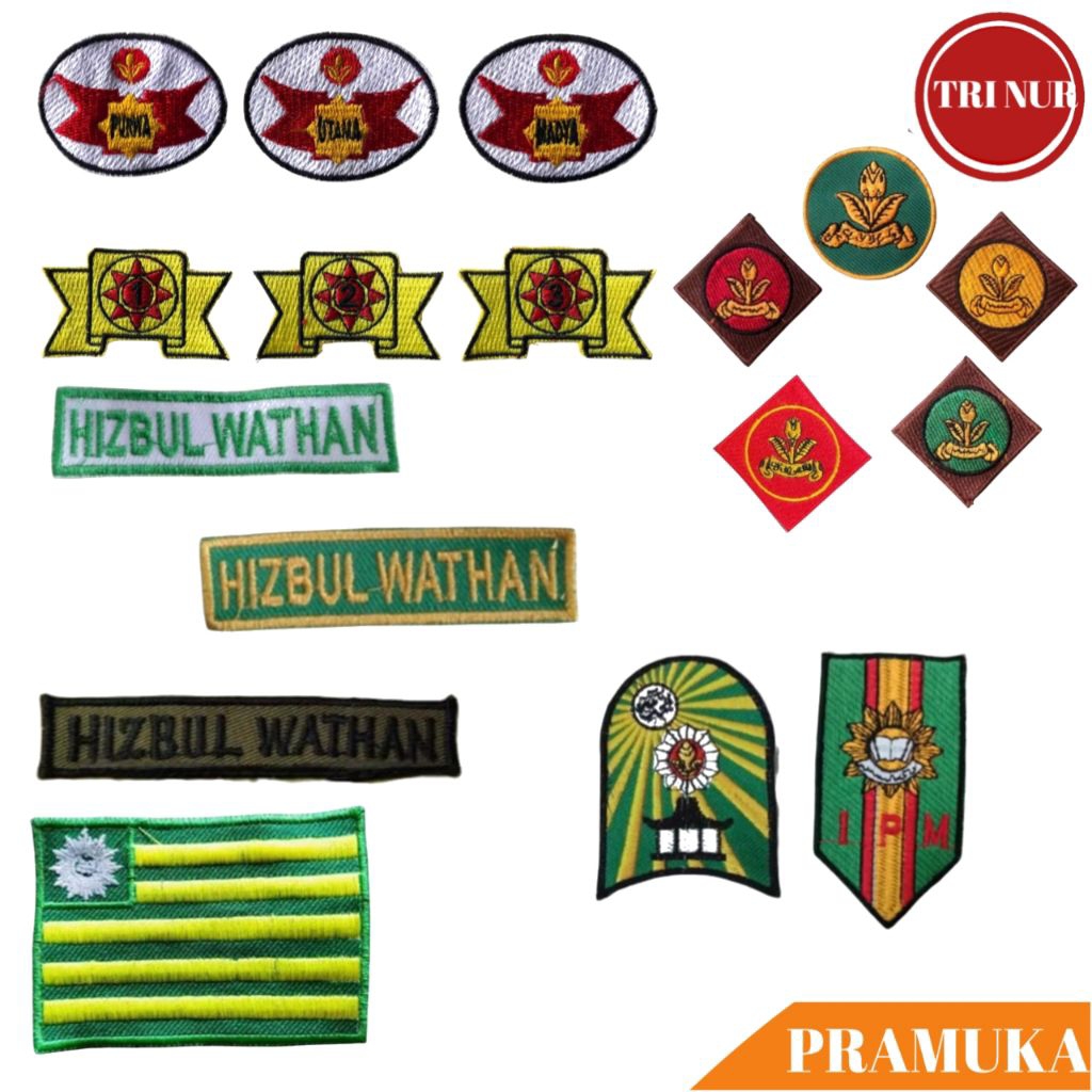 Bed HW Bordir / Logo Bordir HW Pramuka / Bed IPM Bordir / Bed HW Muhammadiyah / Bed Bendera HW / Bed