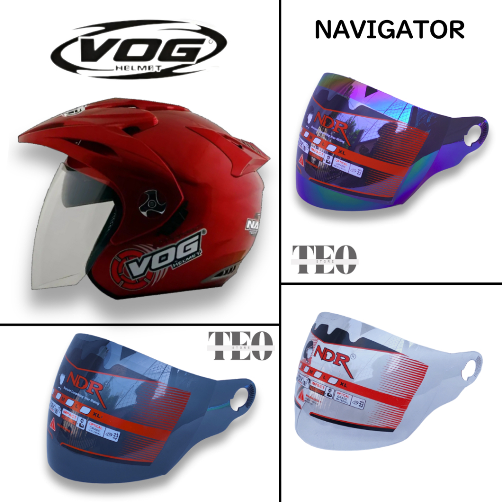 kaca Visor helm helmet VOG NAVIGATOR NDR ClearView – Kaca Helm NDR Anti-Silau dan Jernih Vog