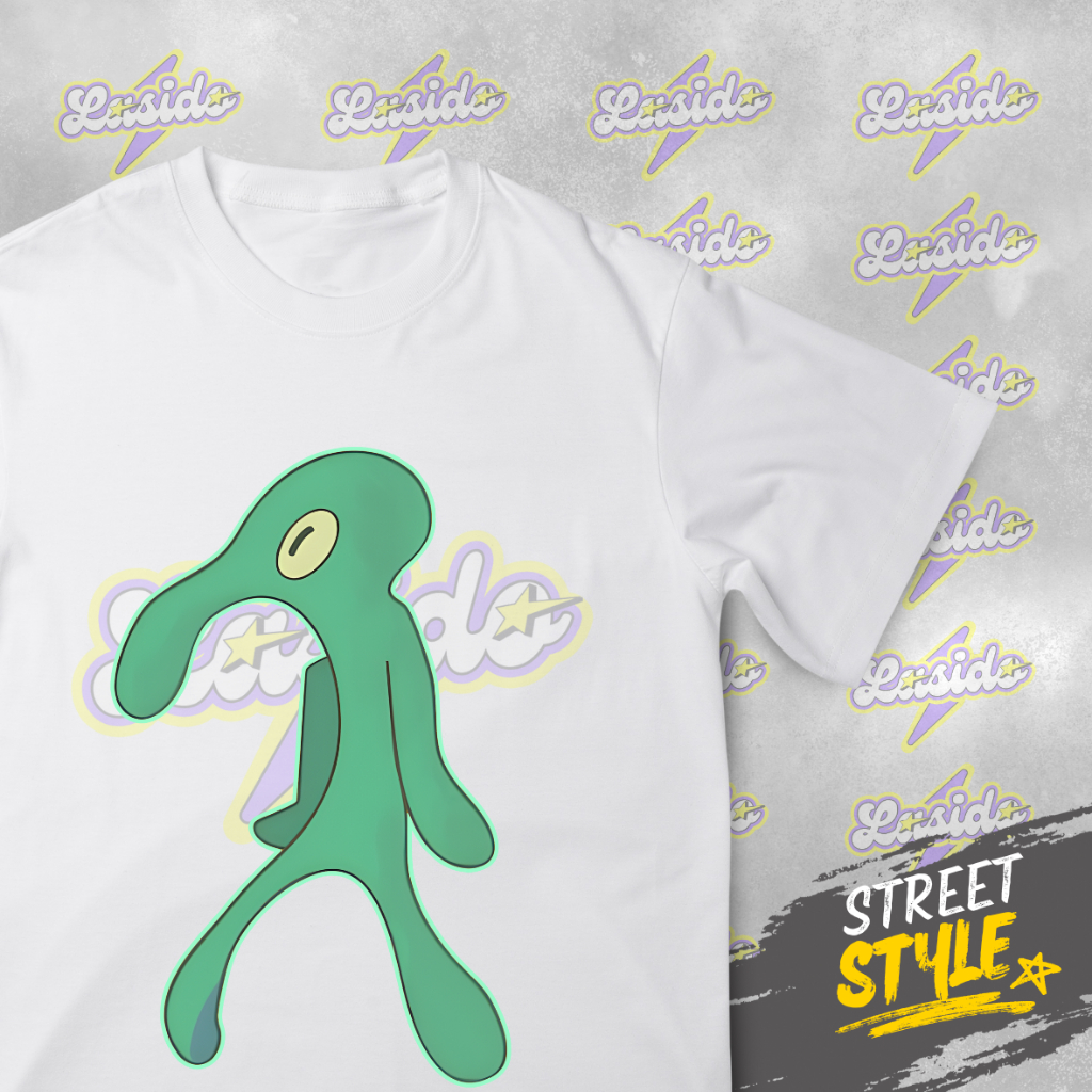 LASIDO Kaos Tampan dan Berani Squidward / Baju Squidward Tampan dan Berani Spongebob Shitpost / T-sh
