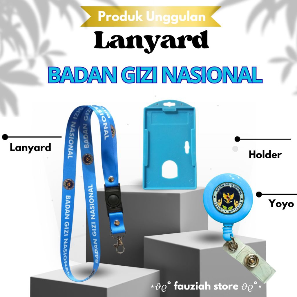 READY TALI ID CARD BADAN GIZI NASIONAL Warna Biru Muda / LANYARD BADAN GIZI NASIONAL ( BGN ) TERMURA