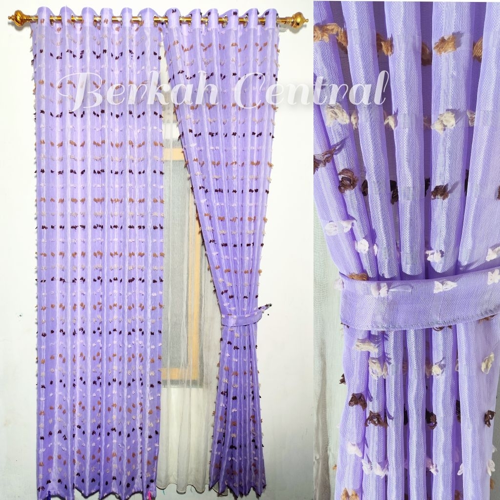 Gorden rubi jendela pintu minimalis bahan kain vitrase polyester Lembut Tipis daleman gorden