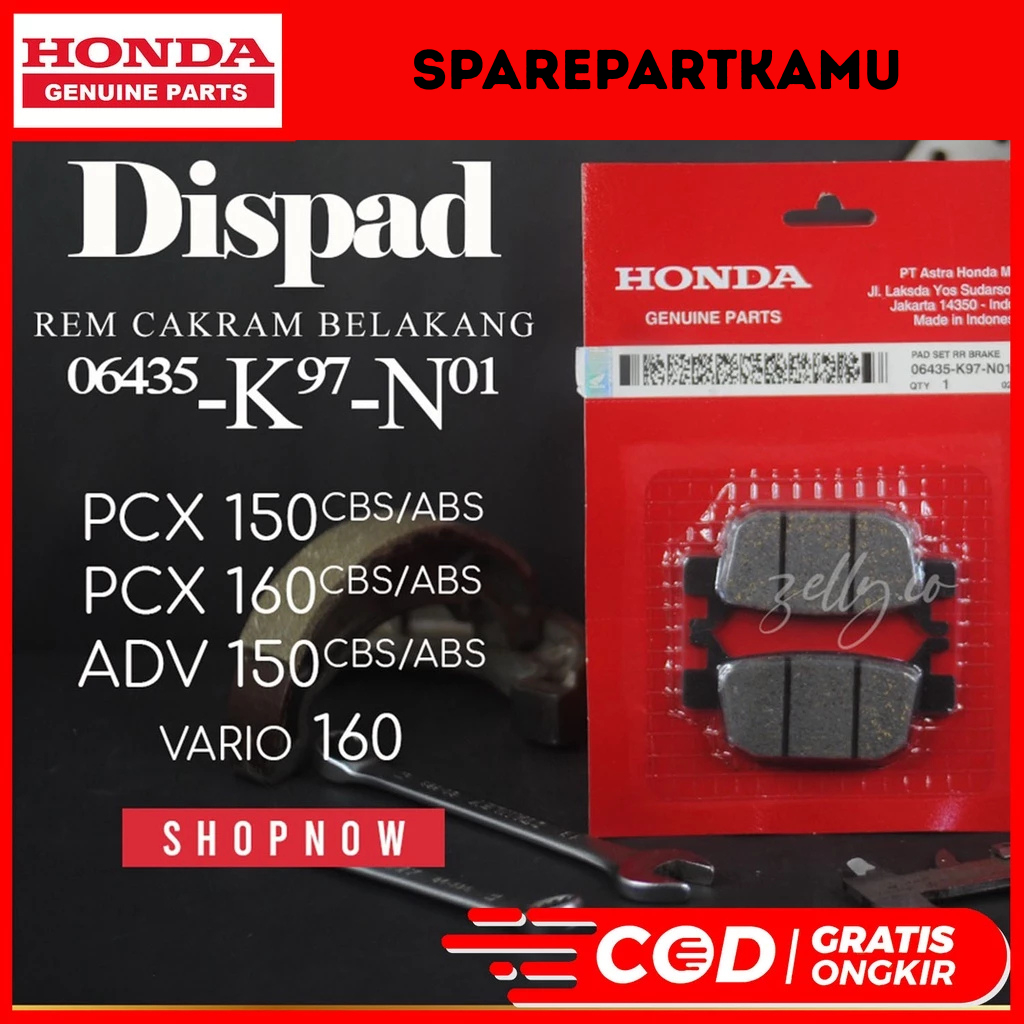 DISPAD KAMPAS REM BELAKANG K97 PCX OLD ADV HONDA PCX 150 CBS ABS / PCX 160 CBS ABS / STYLO 160 ABS