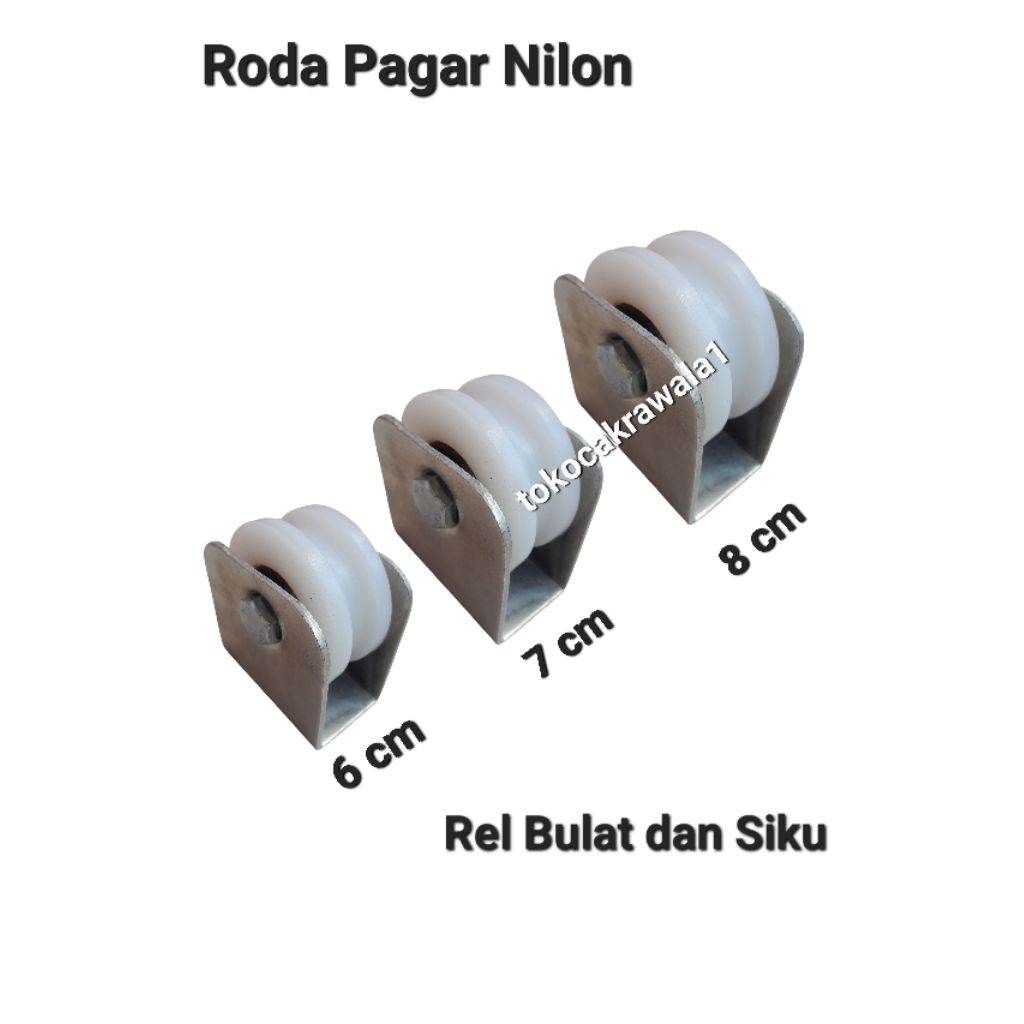 Roda Pagar Nilon Anti Berisik rel bulat dan siku