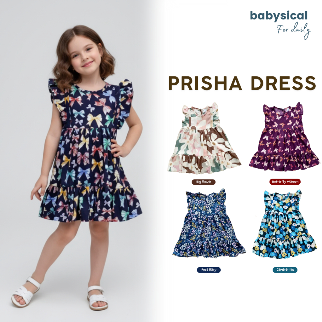 BABYSICAL 1-6 tahun PRISHA Dress - Dress Baju Anak Perempuan Cantik Dress Balita Anak Prisha Dress