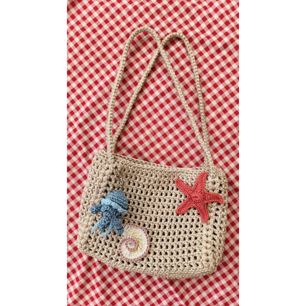 ocean crochet bag tas rajut tema laut