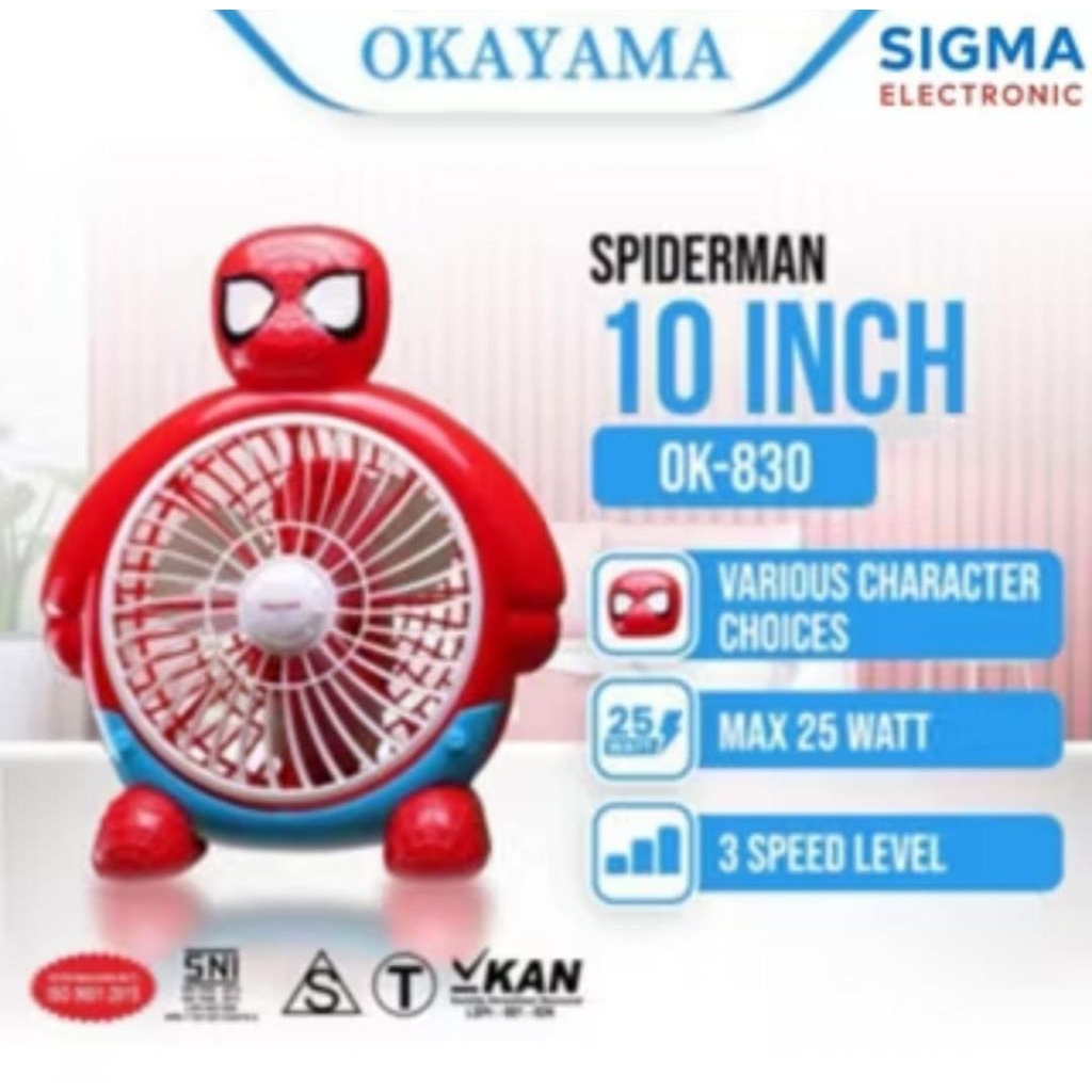 KIPAS ANGIN KARAKTER LUCU 10 INCH OKAYAMA 5 VARIAN KARAKTER