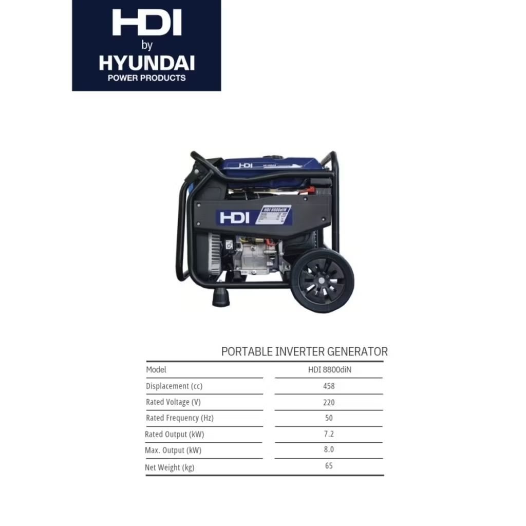 GENSET HYUNDAI 10 KVA INVERTER SEMI SILENT HDI8800 DIN HEAVY DUTY