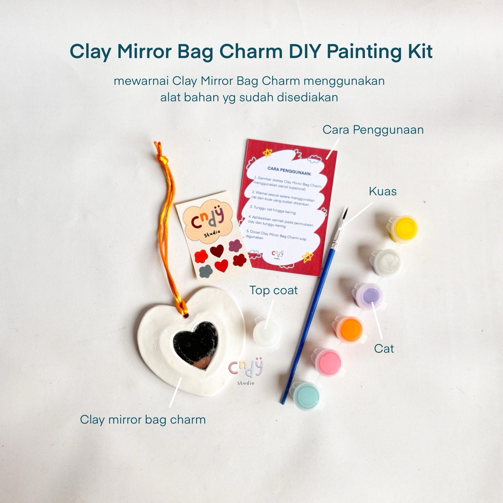 Clay Mirror Bag Charm DIY Kit / Painting Kit