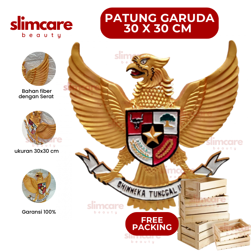 Garuda Pancasila Hiasan Dinding Lambang Fiber Lambang Negara Burung Garuda Gold Fiber 30CM