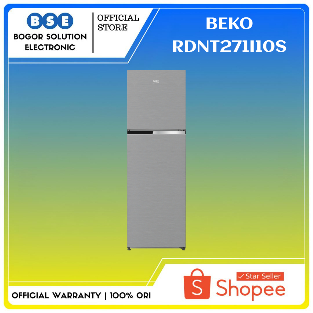 BEKO RDNT271I10 Kulkas Beko 2 Pintu RDNT271I10S 270 Liter Pembeku Atas Kulkas Beko Warna Silver RDNT