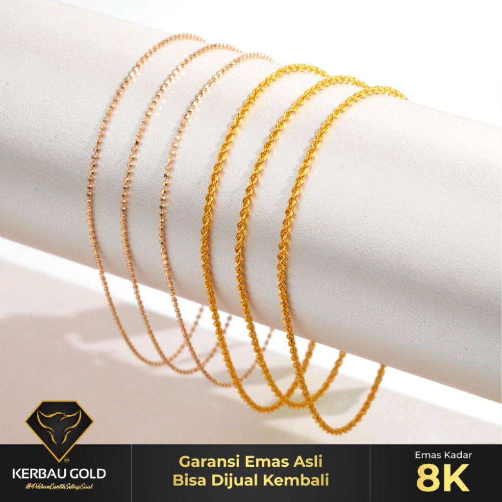 [Kerbau Gold] Gelang Emas Wanita Rantai 8K - Emas Asli