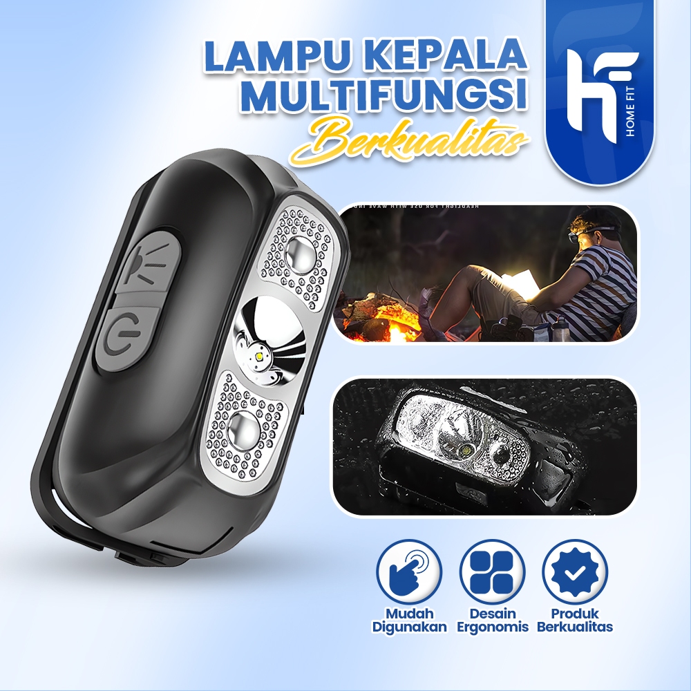 [ NEW ] Headlamp USB Lampu Kepala Outdoor Senter Waterproof