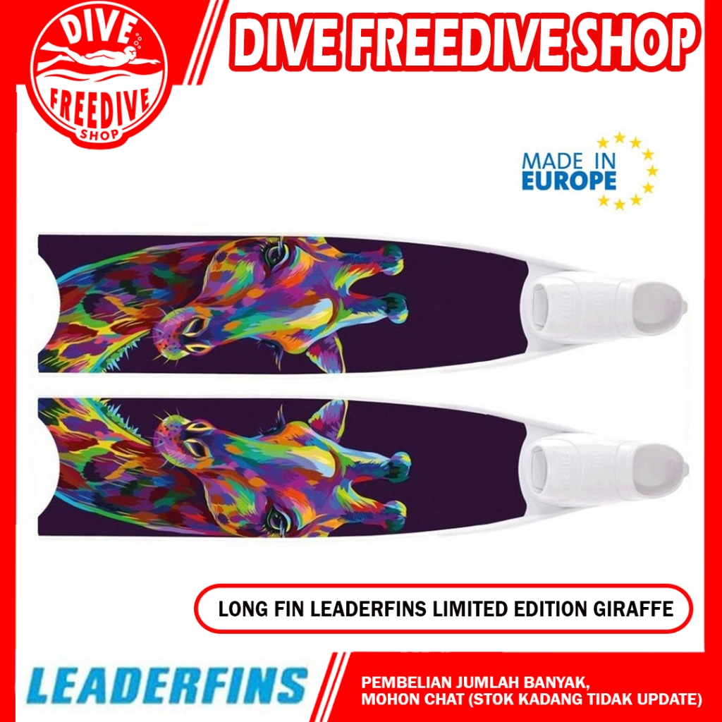 Long Fin Leaderfins Limited Edition Giraffe Fiberglass Pure Carbon Fins Kaki Katak Freediving Freedi