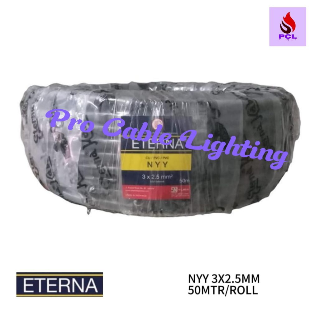 Kabel Eterna NYY 3X2.5 3X2,5 mm Rol 50 Meter