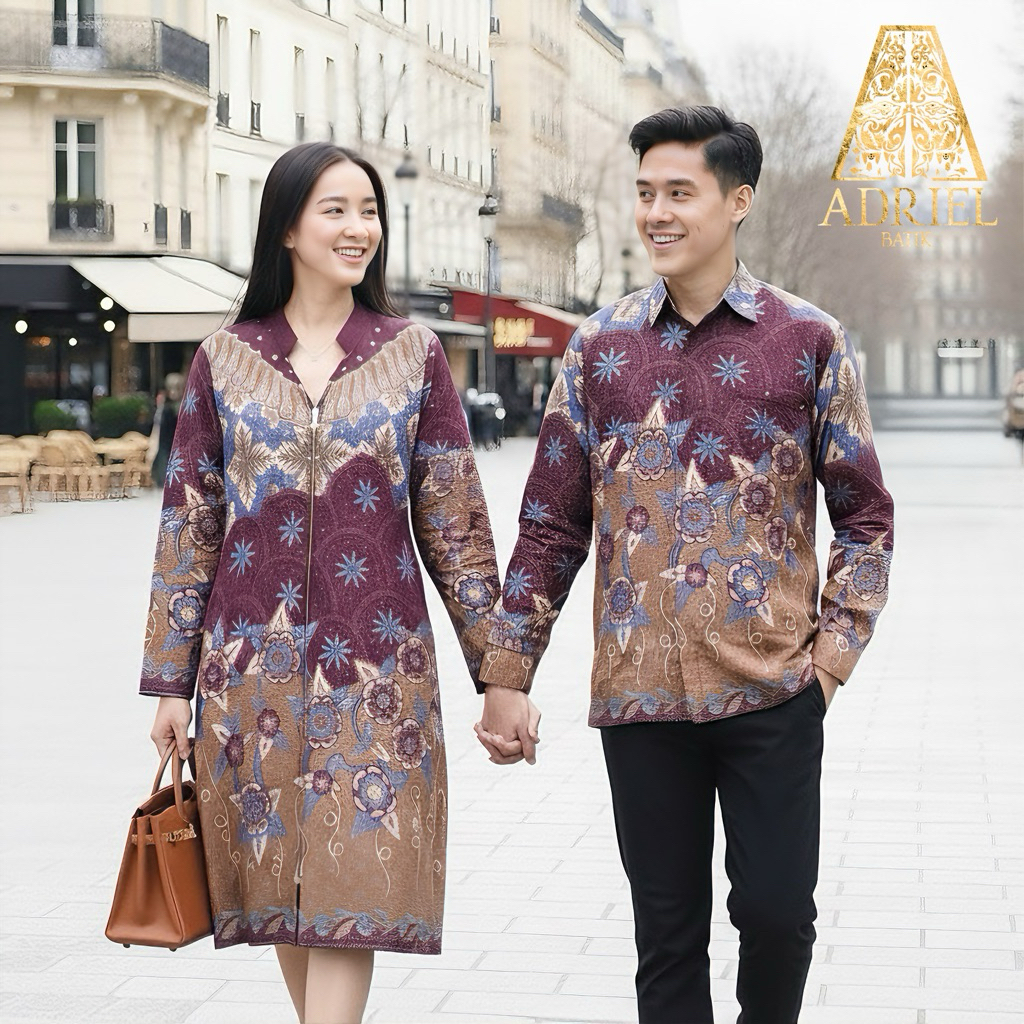 MIRA BATIK SUTRA DOBBY SUPER PREMIUM (KEMEJA PRIA / TUNIK WANITA) - Premium Solo Lengan Panjang Dobb