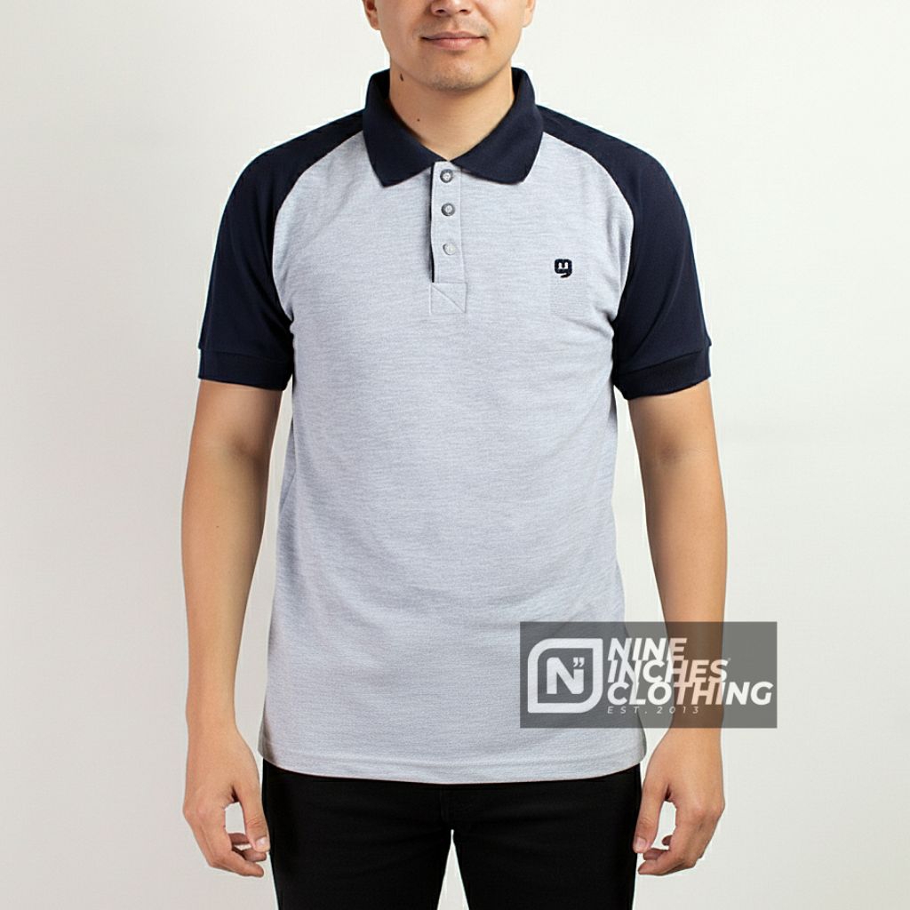 Baju Kaos Kerah Polo Shirt Distro Pria Cotton Premium Original Kombinasi Raglan 9 nine inches