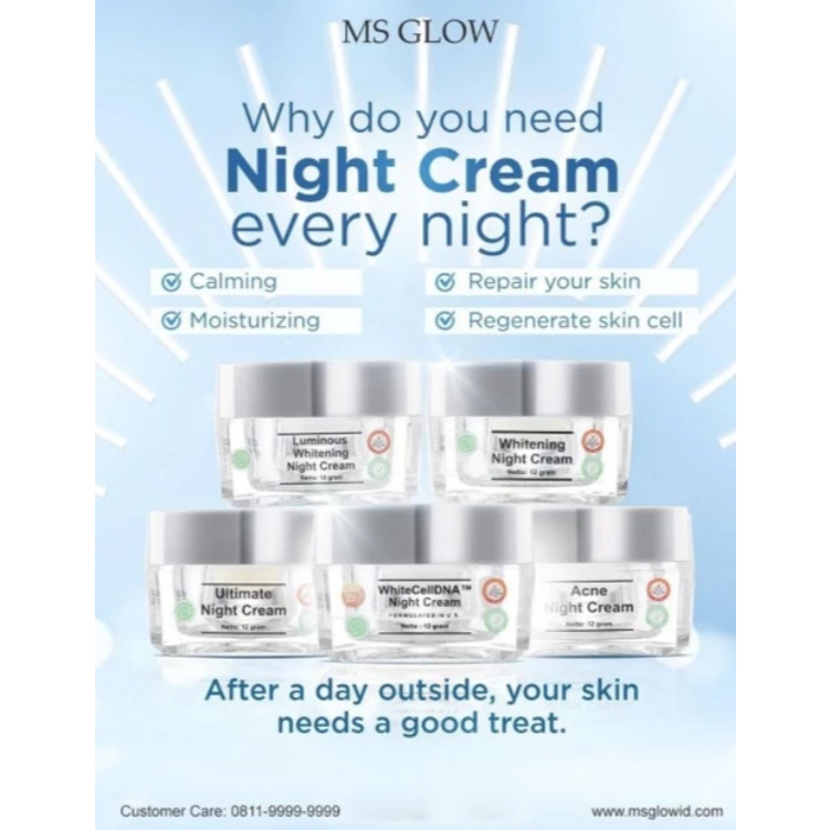 NIGHT CREAM MS GLOW / MS GLOW NIGHT CREAM / PAKET MS GLOW BOX MS GLOW /