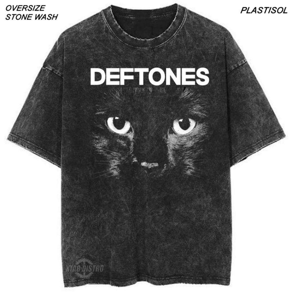 Kaos Oversize Stone Wash DEFTONES - SPHYNX kaos band vintage washed plastisol