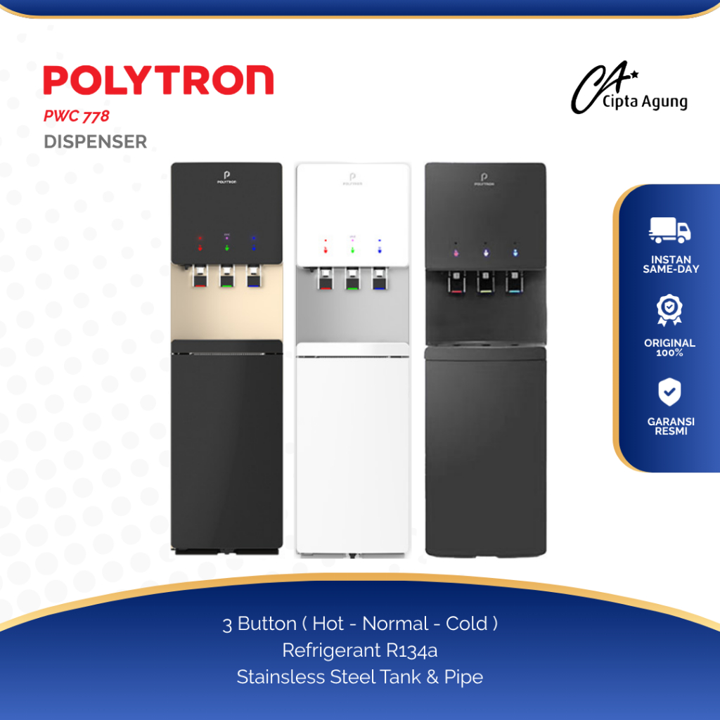 NEW PORODUK POLYTRON DISPENSER GALON BAWAH BOTTOM LOADING DISPENSER GALON BAWAH POLYTRON PWC-778WUV