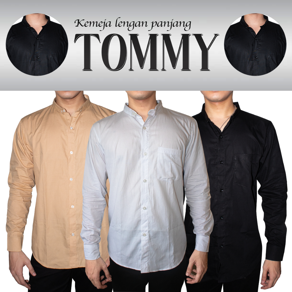 FortKlass kemeja Tommy Polos Pria Lengan Panjang Kemeja Cowok Formal Kemeja Kantor Kemeja Kerja
