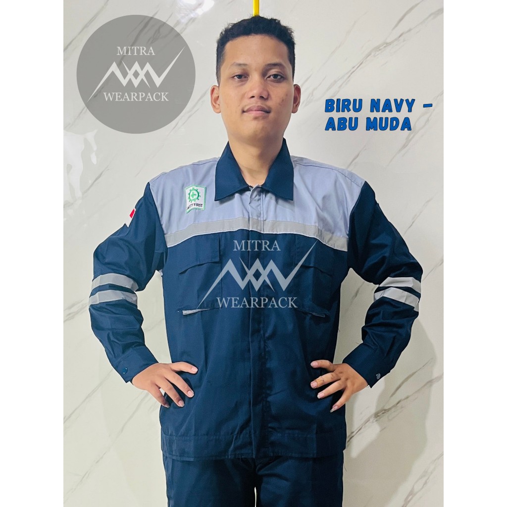 Wearpack Safety Atasan || Biru Navy - Abu Muda