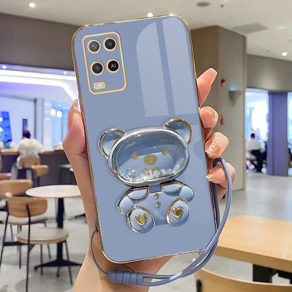 Soft Case Oppo A54 4g Plating Luxruy with Stand Holder Mirror