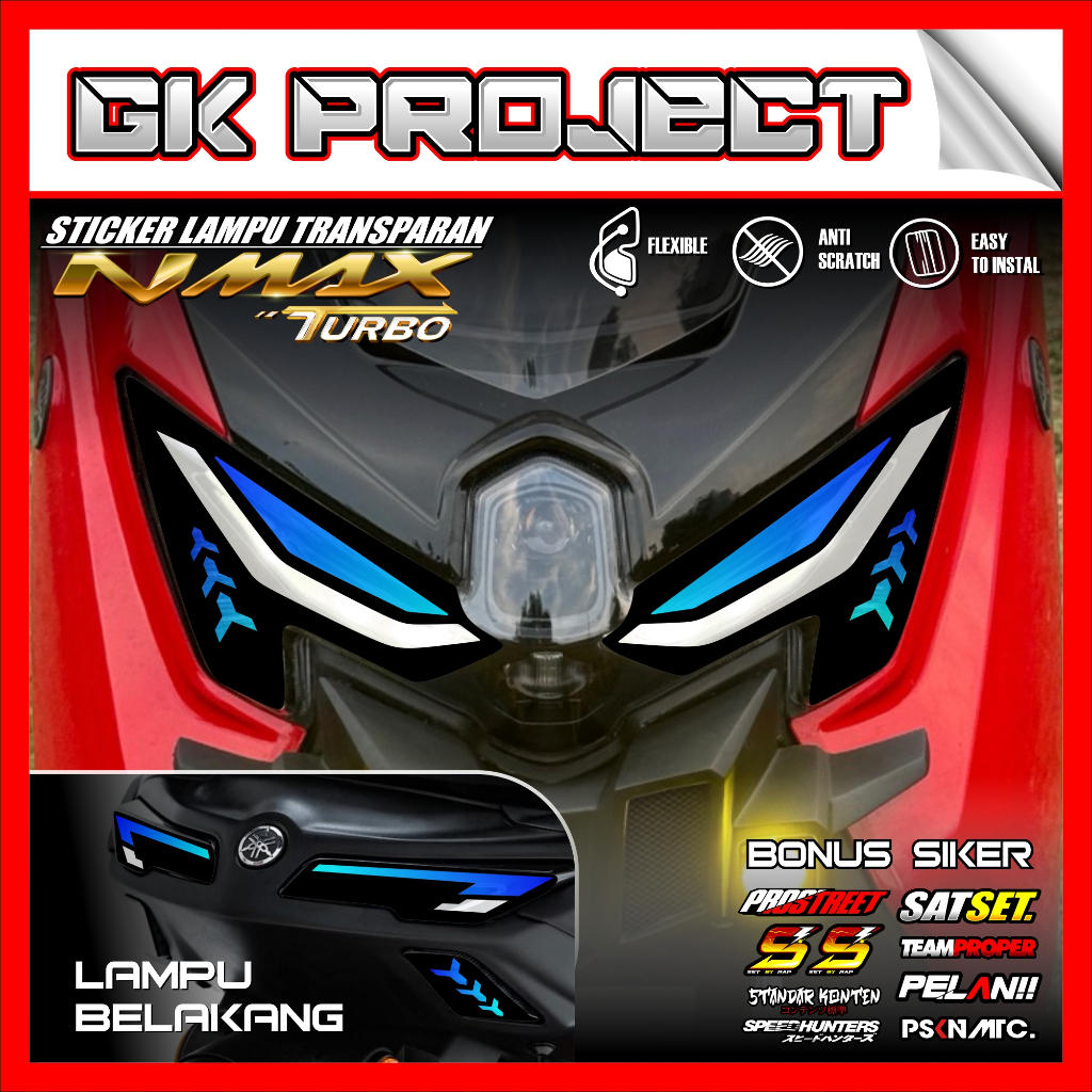Stiker Lampu NMAX TURBO Satu Set Depan Belakang | Stiker Variasi Lampu Alis Motor Yamaha NMAX TURBO 